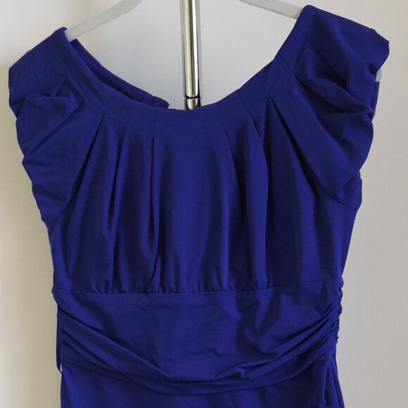 Diane von Furstenberg Dress Royal Blue Stretch Woven Cap-Sleeve Size 8 - Picture 6 of 10
